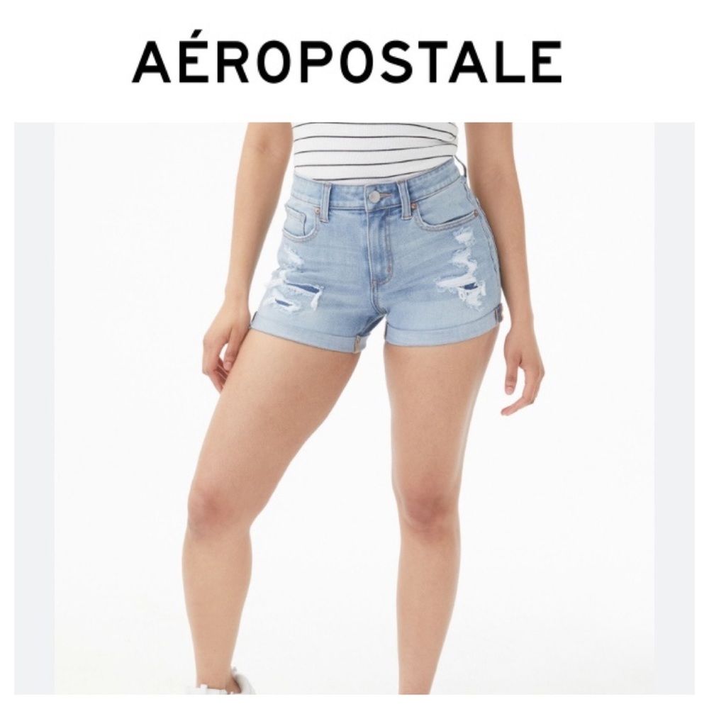 ➡️Aeropostale High Rise MIDI Distressed Cuffed Short Size 2